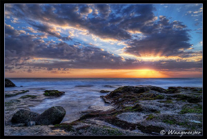 Sunset on the south-west coast of Bali, view over the Ind... by Marco Waagmeester 